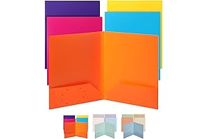 5-Pack Assorted Poly Pocket Folders in Eye-catching Colors
