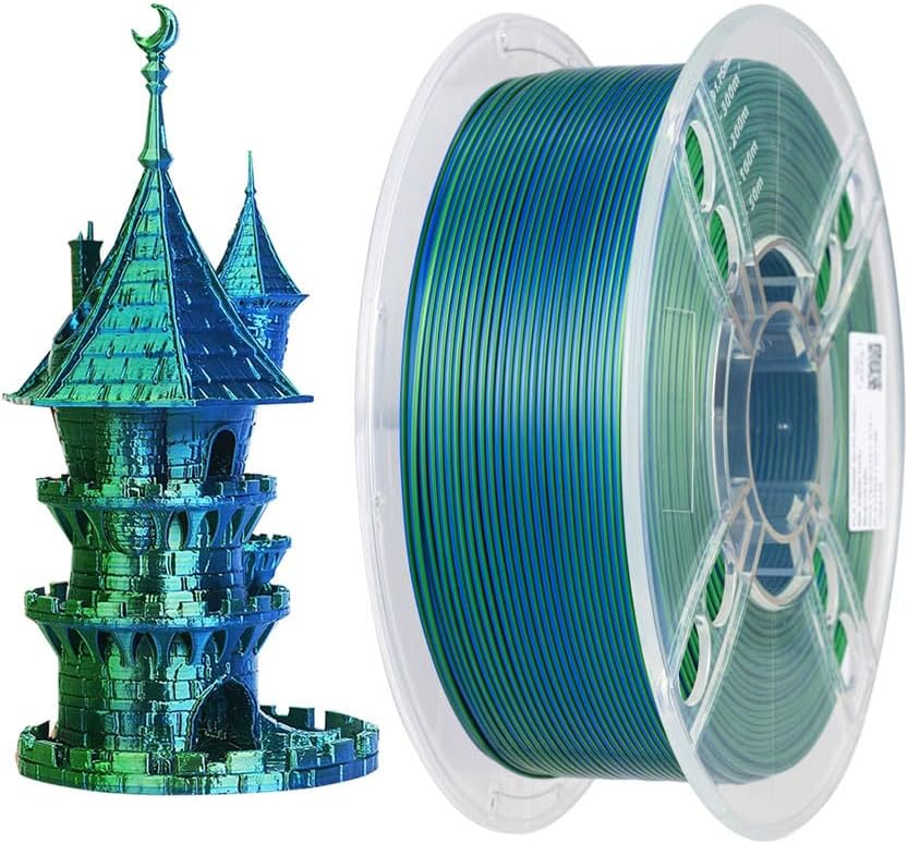 Silk Dual Color PLA Filament Blue/Green 1KG 1.75mm 3D Printer Filament FDM 3D Printing Materials Coextrusion Shiny PLA Blue Green