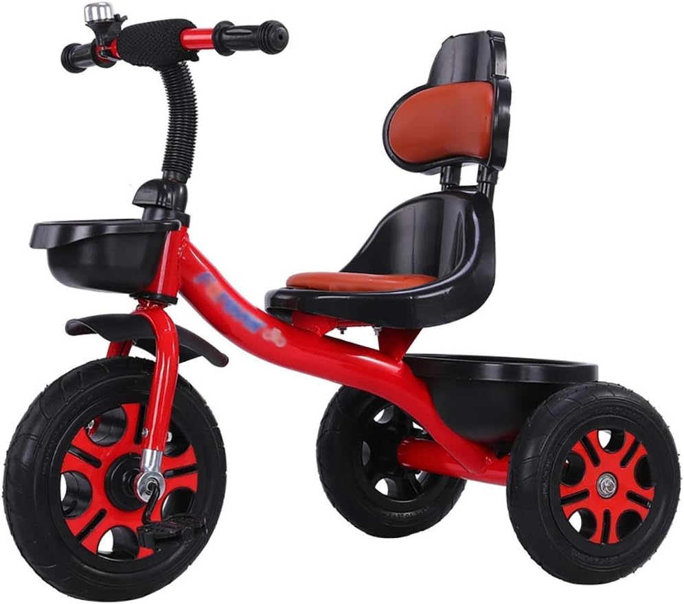 Tricycle Trike - Kids Tricycle with Cozy Mat Age 2-6 Kids for Girls/Boys/Toddlers Carbon Steel 3 Wheel Pedal (Color: Red) (Red)