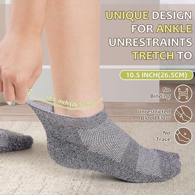 Bulinlulu Diabetic Socks for Women Men Size 7-9 9-11, 6 Pairs Bamboo Viscose Non Binding Diabetic Ankle Low Cut Socks - Image 2