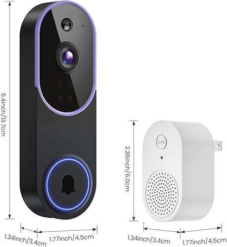 Miniatura 2 de Cámara de timbre de video inalámbrico, detección humana AI, solo WiFi de 2.4 GHz, audio de 2 vías, almacenamiento en la nube (se vende por