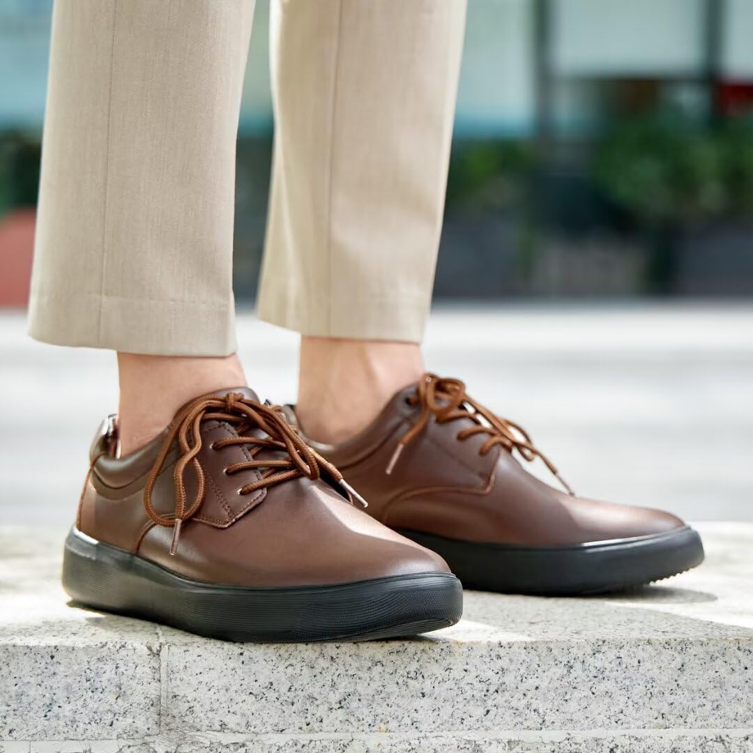 OrthoComfoot Men's Orthopedic Leather Dress Walking Shoes: Comfortable Plantar Fasciitis Sneakers with Arch Support for, Orthotic Casual Business Work Shoes for Foot and Heel Pain Relief - Image 3