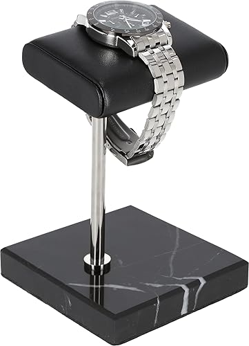 STEELTIME NYC Soporte de reloj acolchado de cuero vegano de lujo + soporte de ex