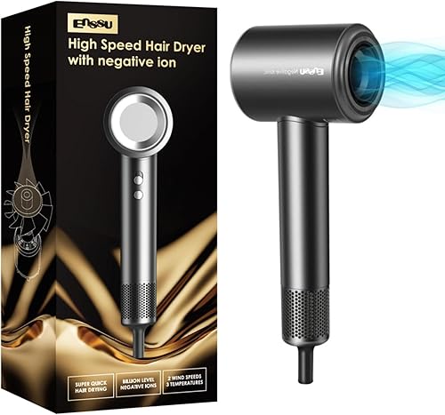 Secador de pelo, motor sin escobillas de alta velocidad de 110000 RPM para secado rápido, silencioso y compacto, con difusor magnético para cabello