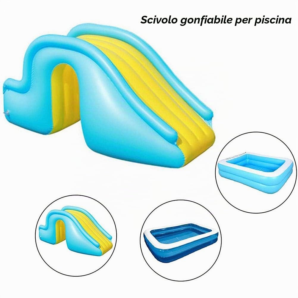 Generic Scivolo Gonfiabile per Bambini, Scivolo per Piscina per Bambini, Giocattolo per Giochi D'acqua per per Interni All'aperto, Forniture per Piscine Estive (blu)