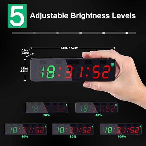 Miniatura 5 de PELLOR Reloj portátil con temporizador de gimnasio, temporizador de intervalos de entrenamiento con potente imán y llave de acceso directo,