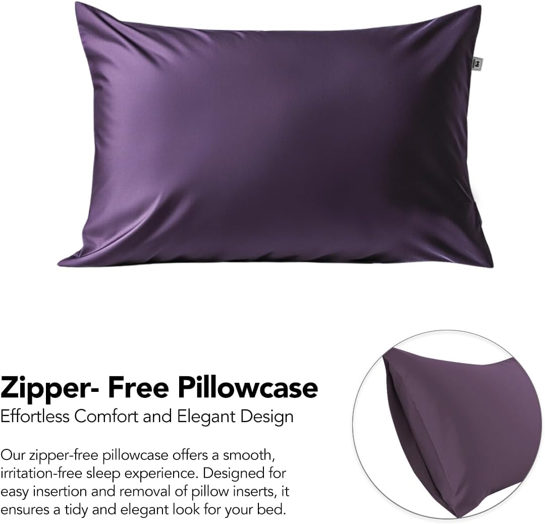 King Size Pillow Cases - Hypoallergenic Pillow Cover - Satin Pillowcase for Hair and Skin - Soft Smooth, Anti Wrinkle, 100% Cotton 400TC, Envelope Closure, 1pc (King 20 x 36, Dark Purple)