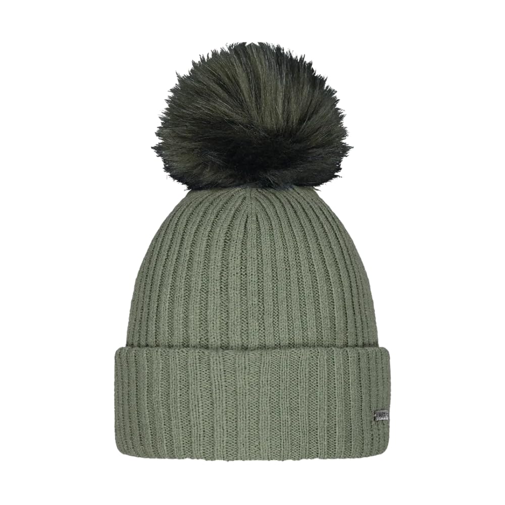 Barts Womens Kenzie Soft Stretchy Faux Fur Pom Bobble Hat - Heather Grey