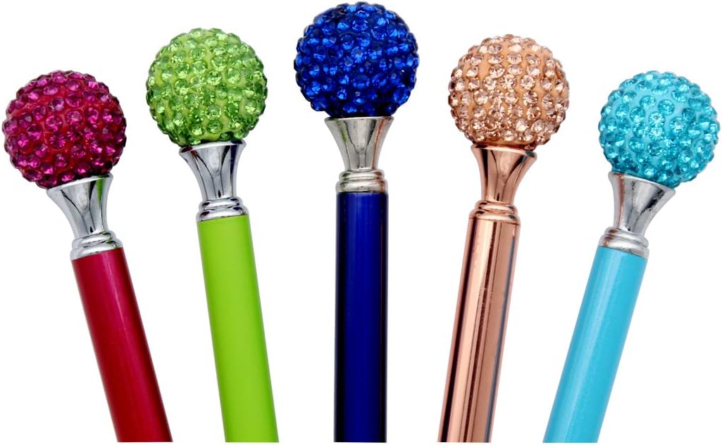 Gullor 5PCS Diamond Ball Retractable Ballpoint Pen, Bling Metal Ballpoint Pens, Multicolor B - Image 5
