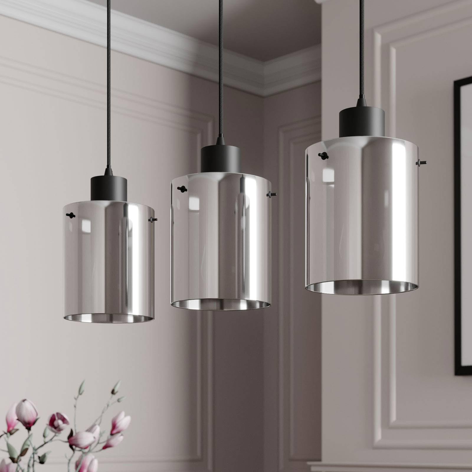 Lindby Lampada a sospensione dimmerabile (Moderno) colore Nero ad es. Soggiorno & Sala da pranzo lampada in vetro, per tavolo