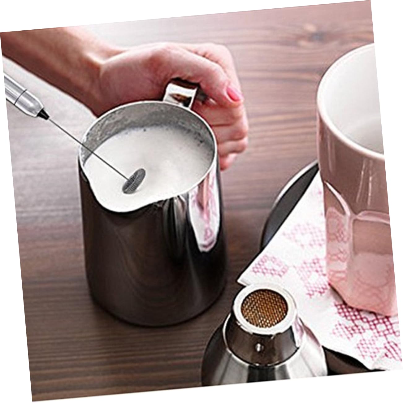 BESTonZON 3pezzi Montalatte Elettrico Acciaio Inossidabile Schiumatore Portatile Per Latte e Caffè Mixer Batteria Per Cappuccino e Cioccolata Calda Facile Da Usare e Pulire
