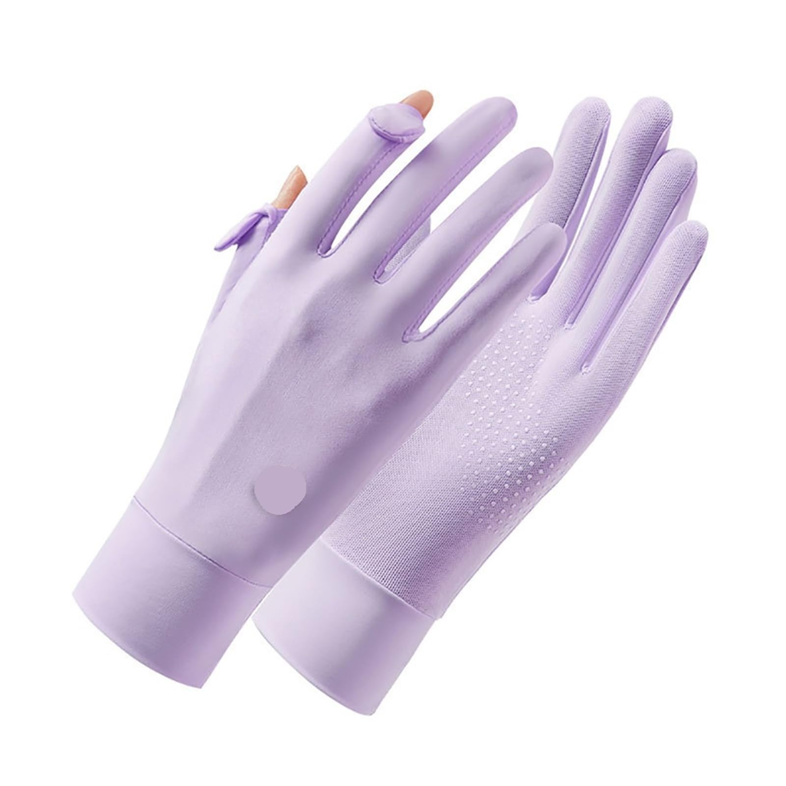 JMORCO Sun Gloves Summer Breathable Ice Silk Gloves Women Sunscreen Fashion Non Slip Finger Flipping Riding Thin Anti UV(Purple)
