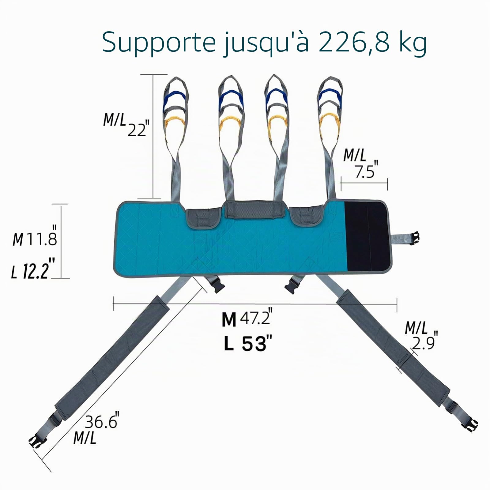 Sling Patient Lifter, Harnais De Marche Debout De Harnais De Levage De Patient,Harnais De Marche Assisté Par Le Patient, Aides à la Marche pour Tout Le Corps, pour Personnes Âgées,Handicapés L