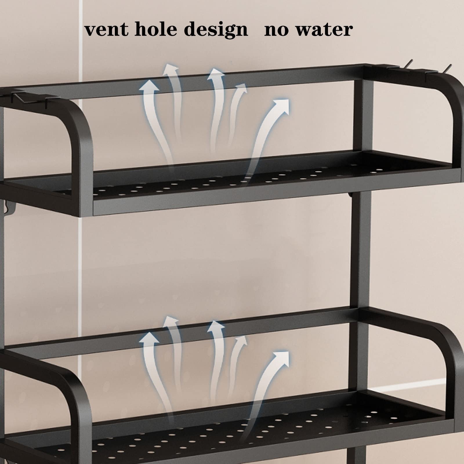 YATINEY Porta Spezie a 2 Livelli, Organizer e Supporto da Cucina, Scaffale da Appoggio per Condimenti, Ripiano Industriale per Bagno, Vanity, Ufficio, Soggiorno, Marrone Vintage e Nero XSR28BR