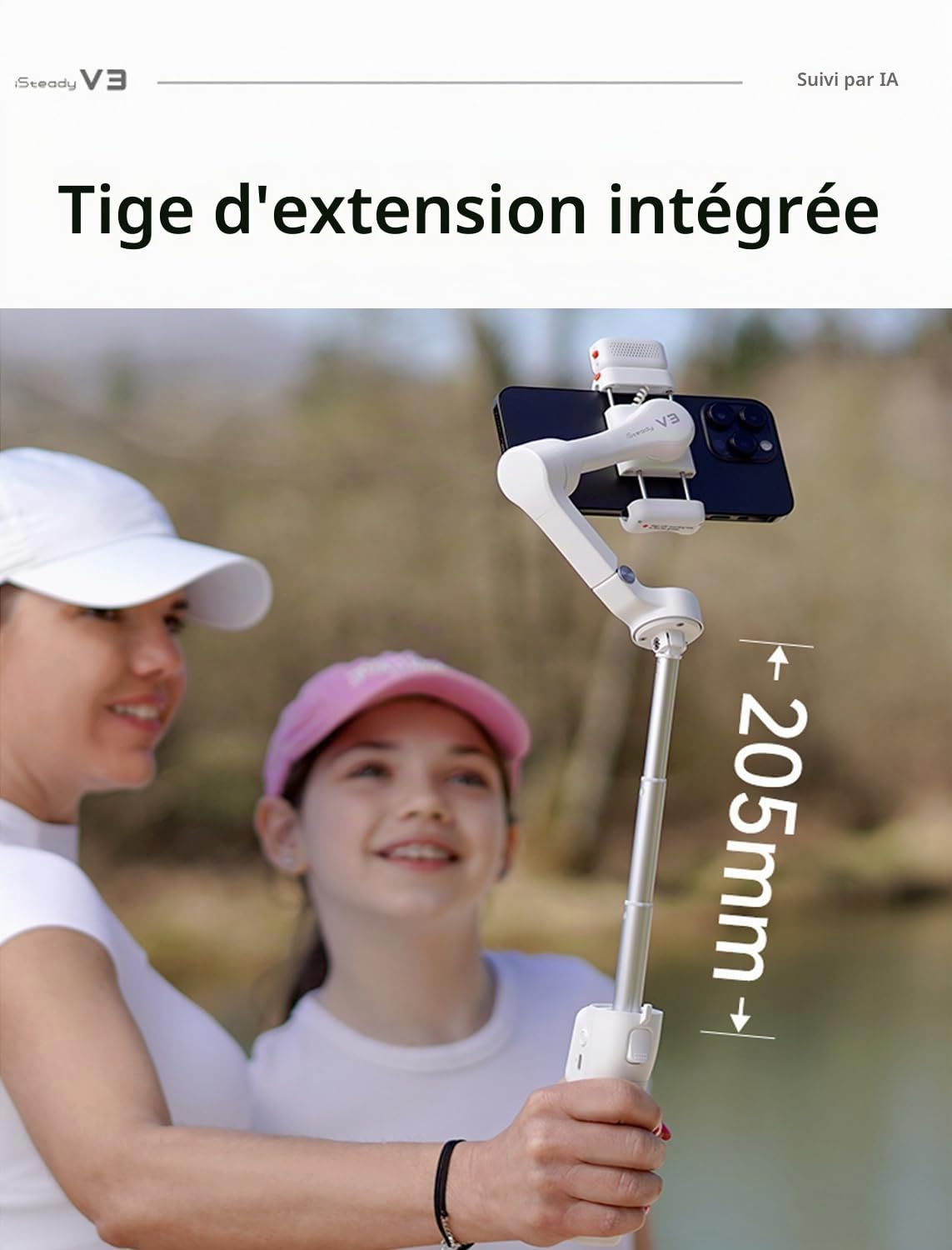 hohem iSteady V3 Gimbal-Stabilisator für Smartphone, AI-Tracker, magnetisches Fülllicht, abnehmbare Fernbedienung, integrierte Stativ-Verlängerungsstange, verbesserter