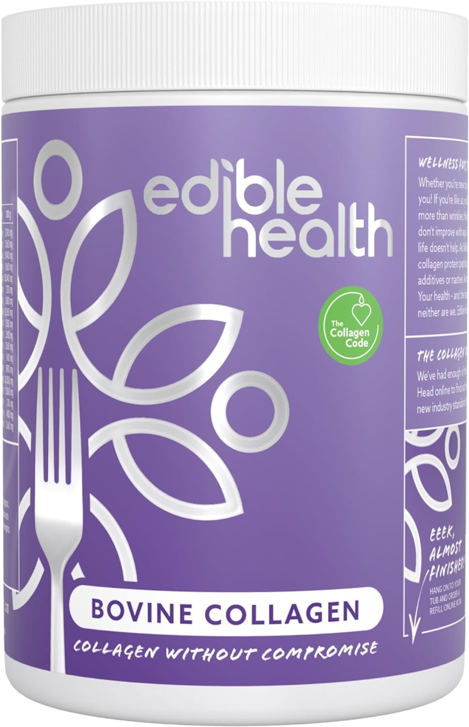 Edible Health Collagene Idrolizzato 400g, Peptidi Tipi 1 & 3 con 18 Aminoacidi p