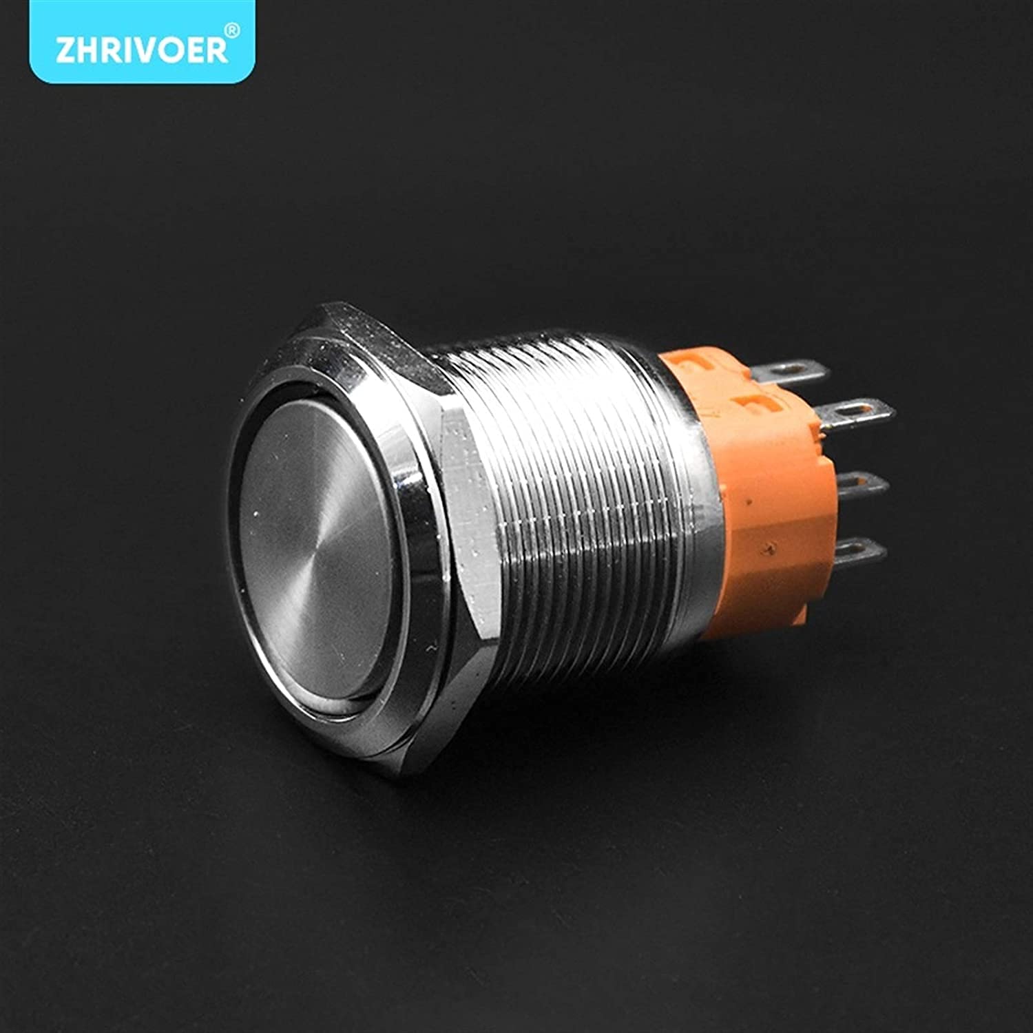 Bouton poussoir en métal à tête plate auto-verrouillable/réinitialisation IP67 1NO 1NC 16 mm 19 mm 22 mm 3 broches