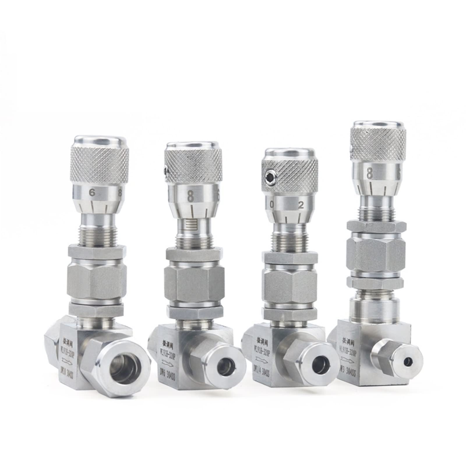 Vanne à pointeau acier inoxydable 304 régulation débit dosage tube compression 10mm
