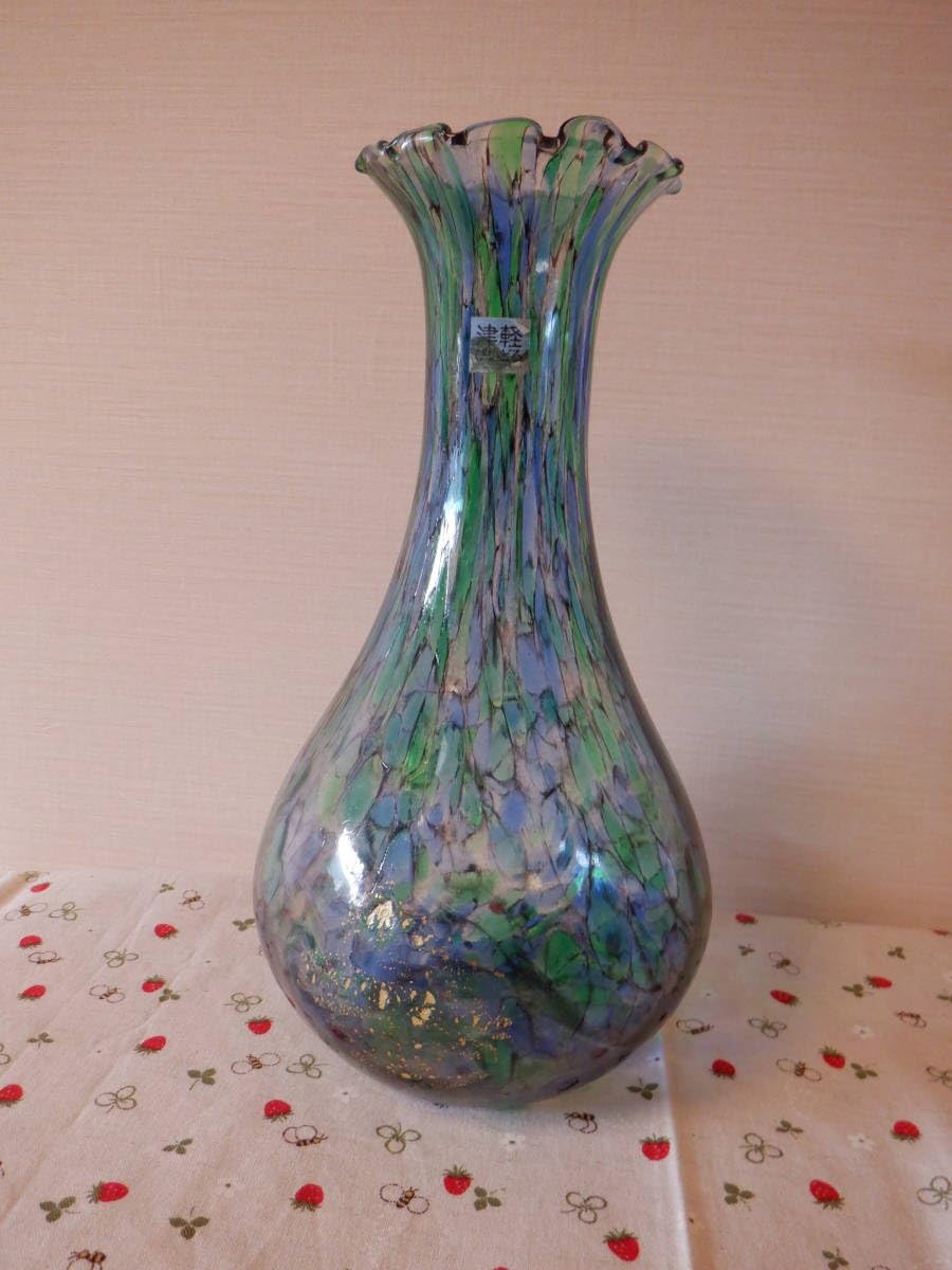 Amazon.co.jp: C5津軽びいどろ 金箔入りガラス花瓶 青森県伝統工芸