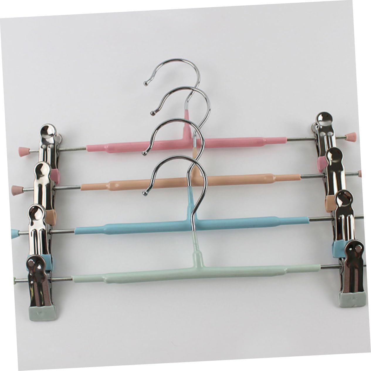 Happyyami 5pcs Non Slip Skirt Hangers with Clips Laundry Hangers for Space Saving Closet Organization for Clothing Stores Dorms and Homes Pink