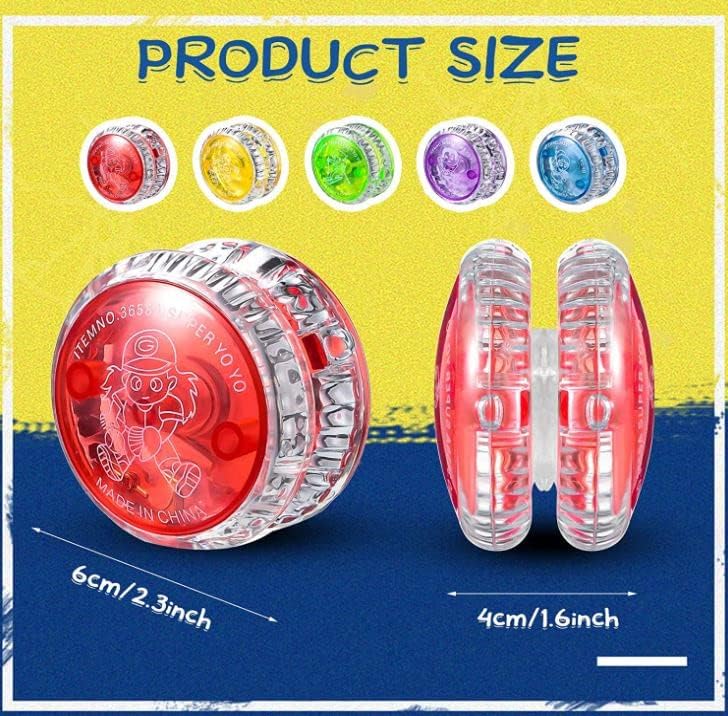 Miniatura 6 de Yo Yo 6 unidades de luces LED sensibles Yo Yos Trick Ball String Recuerdos de Cumpleaños Bolsa de regalos Juego de colores aleatorios