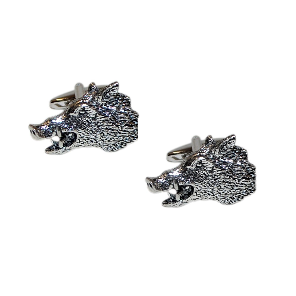 English Made Boars Head Pewter Cufflinks Presented in a Cufflink Box