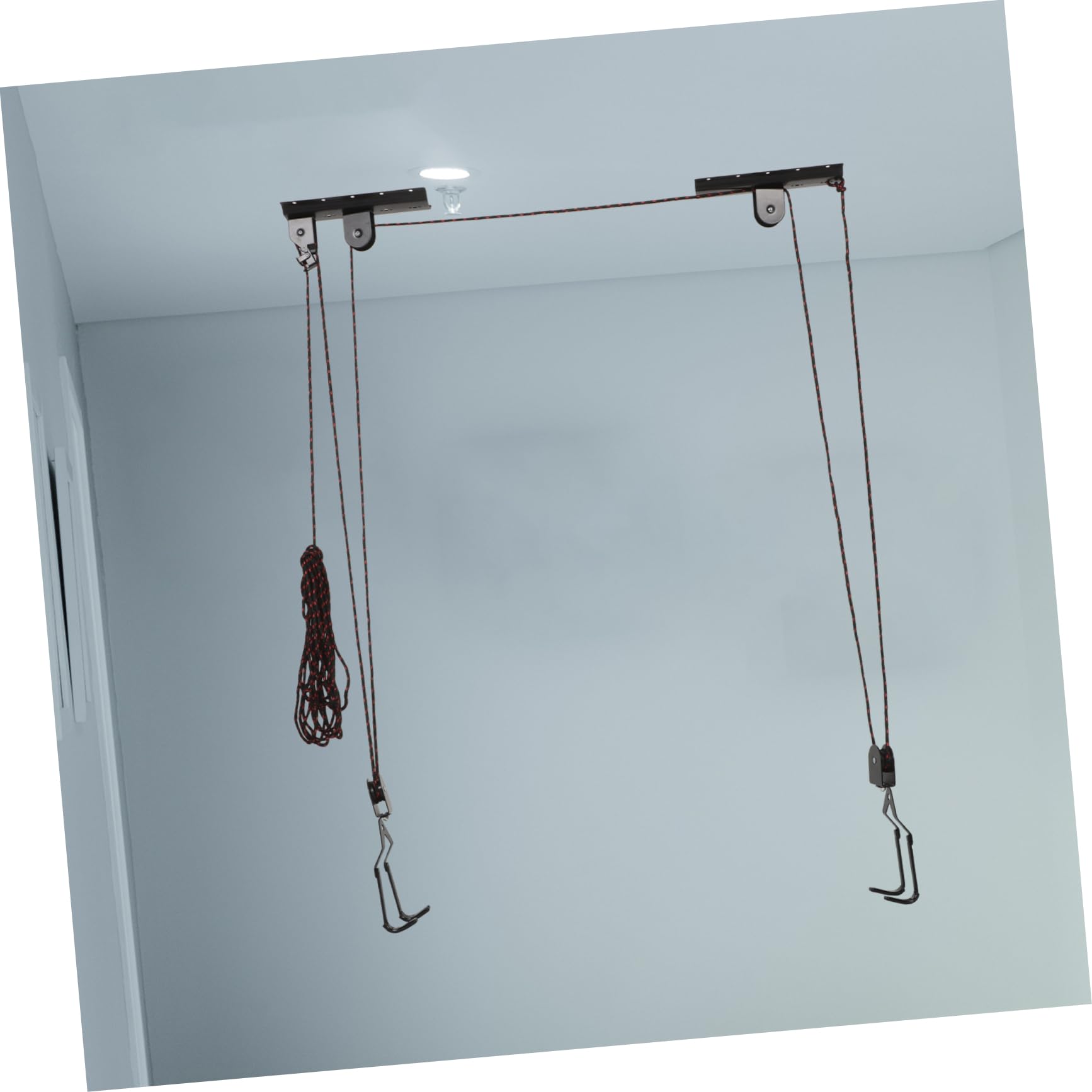 KOMBIUDA Soporte para Colgar Acero de Bicicletas en Sistema Bici Negro para Pared y Poleas Almacenamiento Seguro en Garaje en Casa