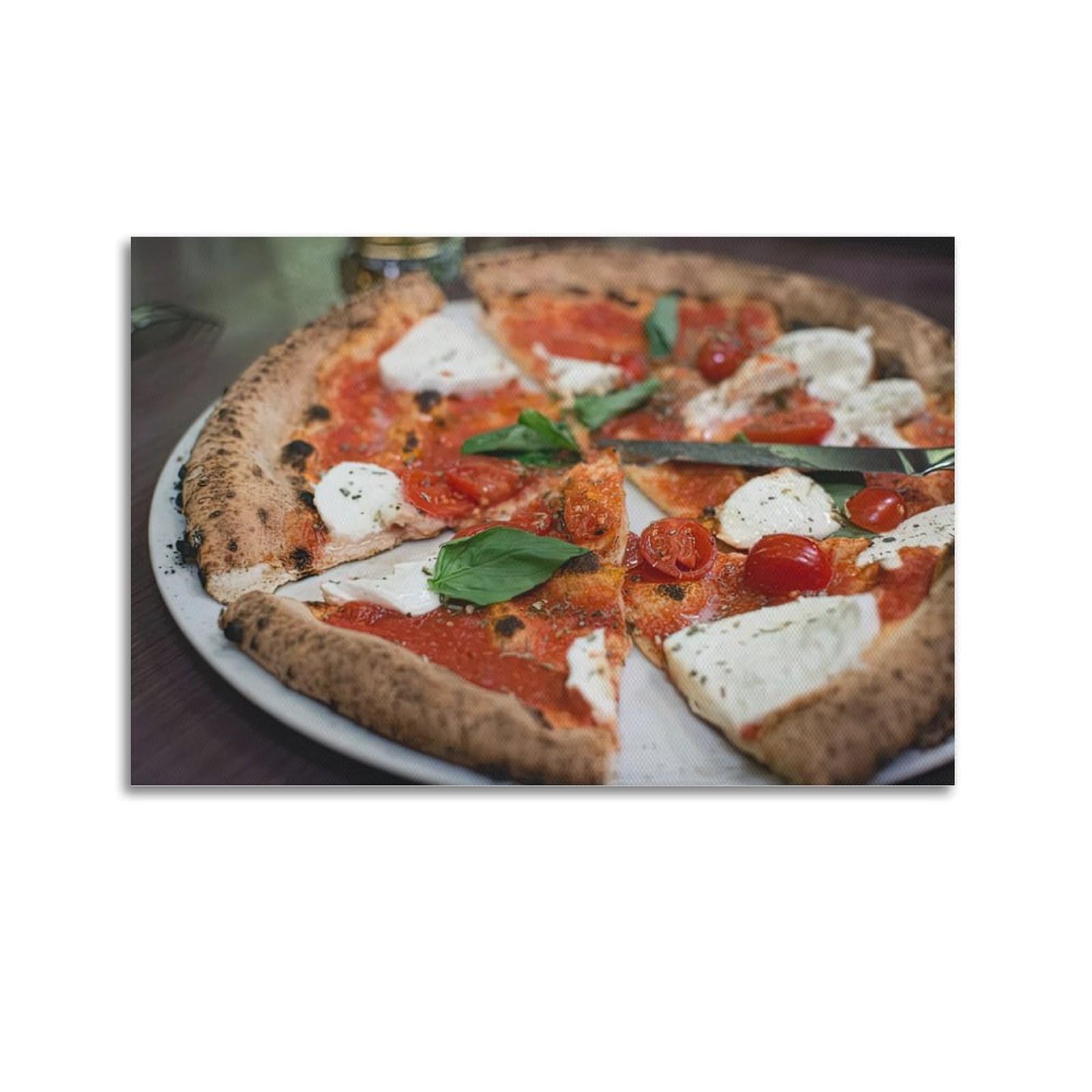 OKAHYS Pizza Poster Italian Cuisine Fresh Mozzarella Basil Tomato Kitchen Decorative Painting Canvas Wall Artworks Picture 20x30inch(50x75cm)