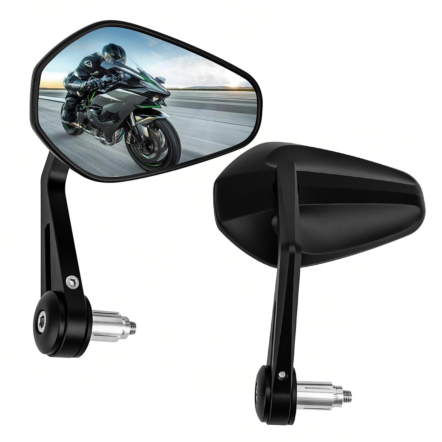 Retroviseur moto embout de Guidon universel E9 CNC 7/8" 22 mm, compatible avec Dirt Bike Adventure Quad ATV Bonneville Speed Street Scooter