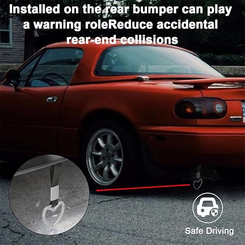 Miniatura 5 de Fekey&JF 2 piezas de anillos Tsurikawa en forma de corazón, correa de mano para automóvil, anillo de advertencia de parachoques trasero, manija de