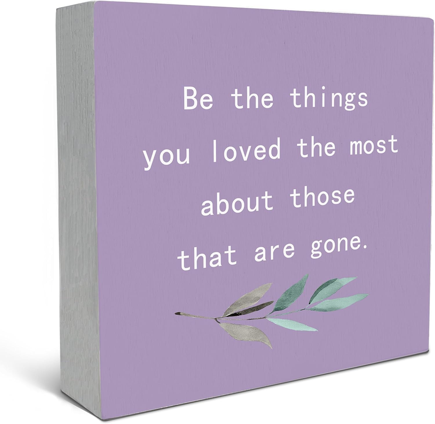 Inspirational Wooden Box Sign 5x5 Inch Purple Quote Table Decor