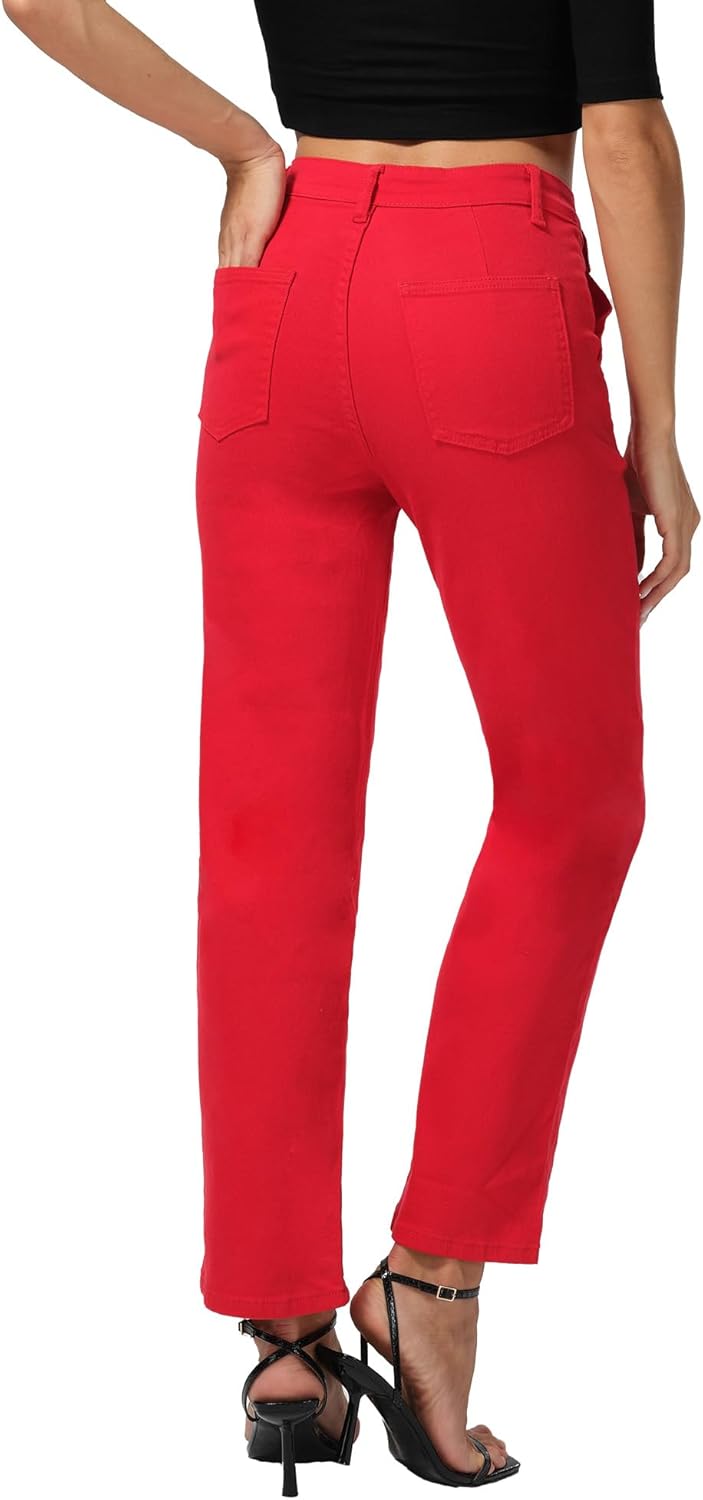 Women's Straight Leg Petite Jeans High Waisted Stretchy Cropped Denim Ankle Pants - Image 3