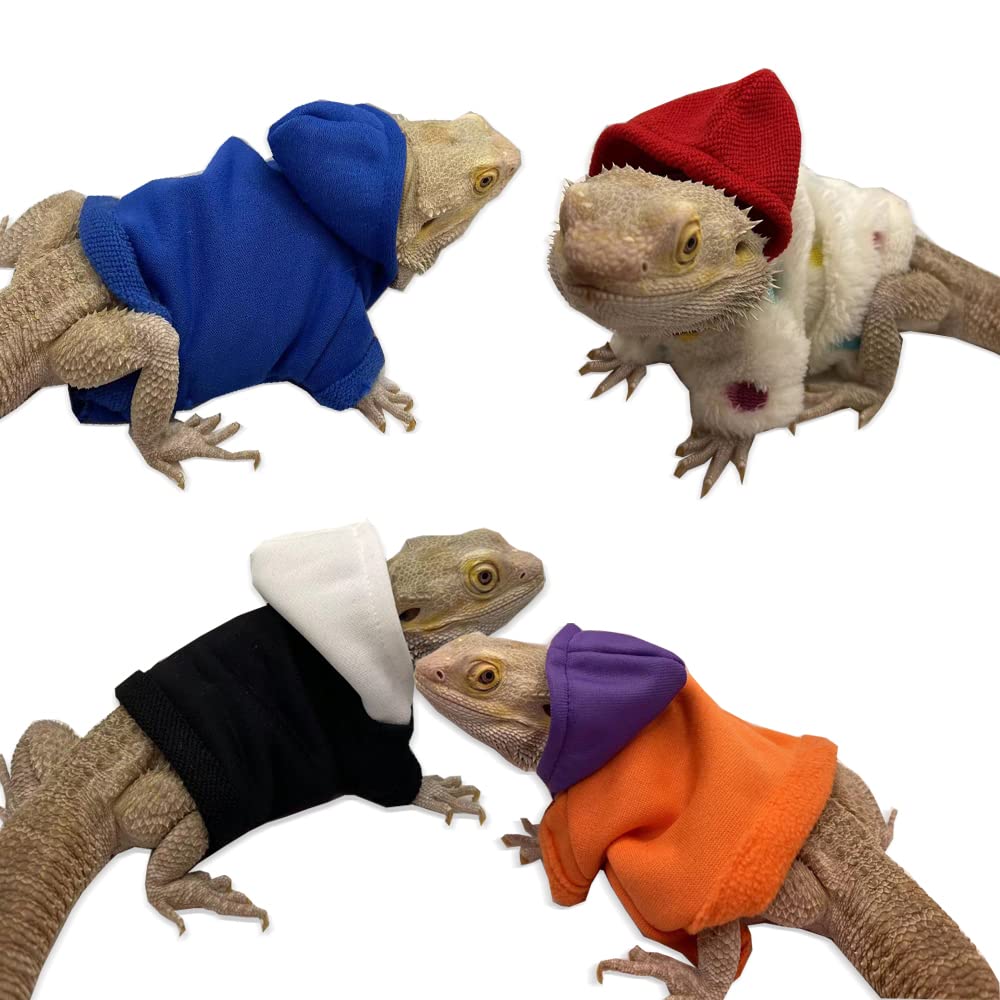 Lizard Clothes Bearded Dragons Reptile Apparel Hoodies Sweater T-Shirt (Black and white)