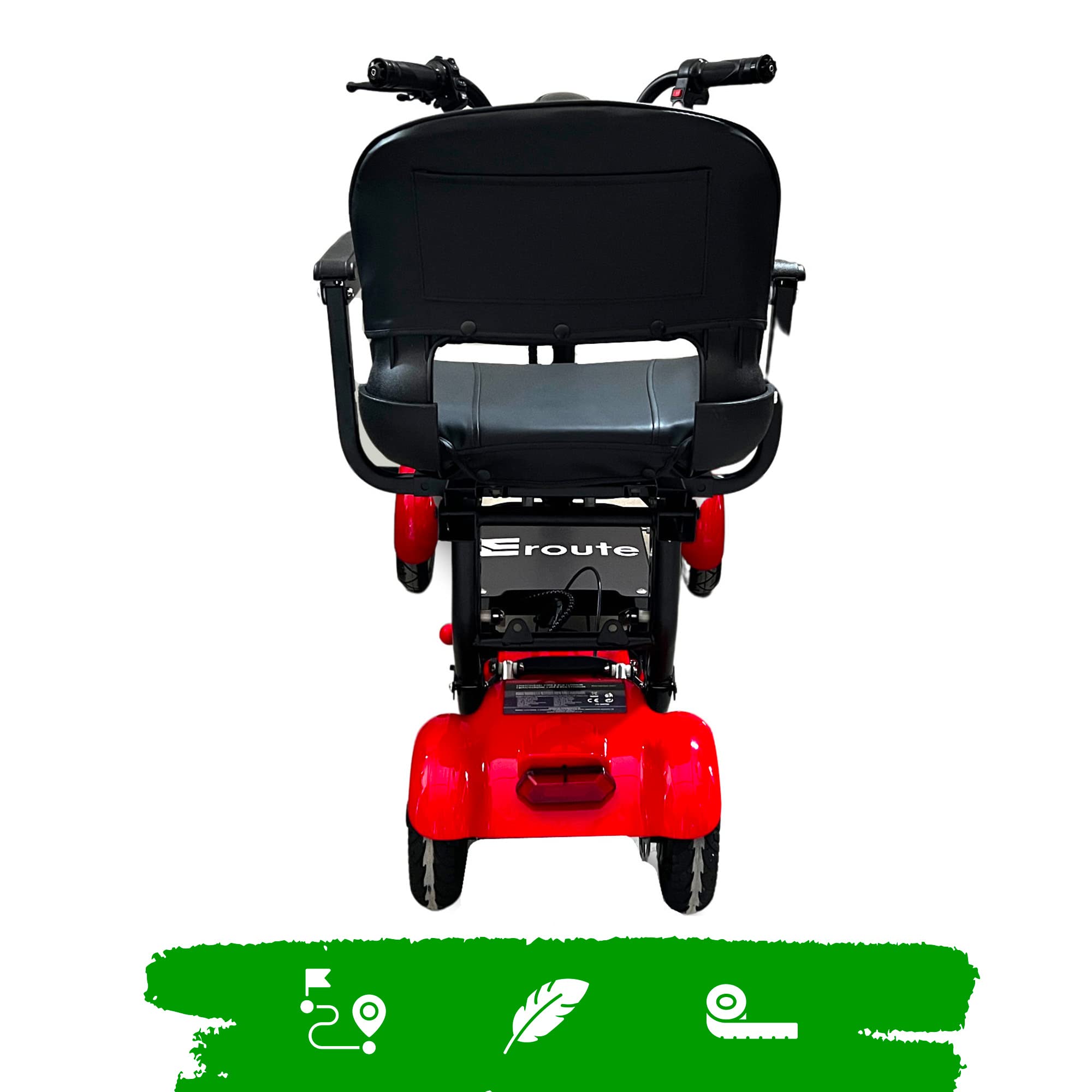 Fold 2 Pro Li-ion – Plegable Scooter de movilidad de 4 ruedas – Batería de iones de litio para inválidos y mayores - Batería de larga duración – Incluye cargador, cesta e indicadores (Rojo)