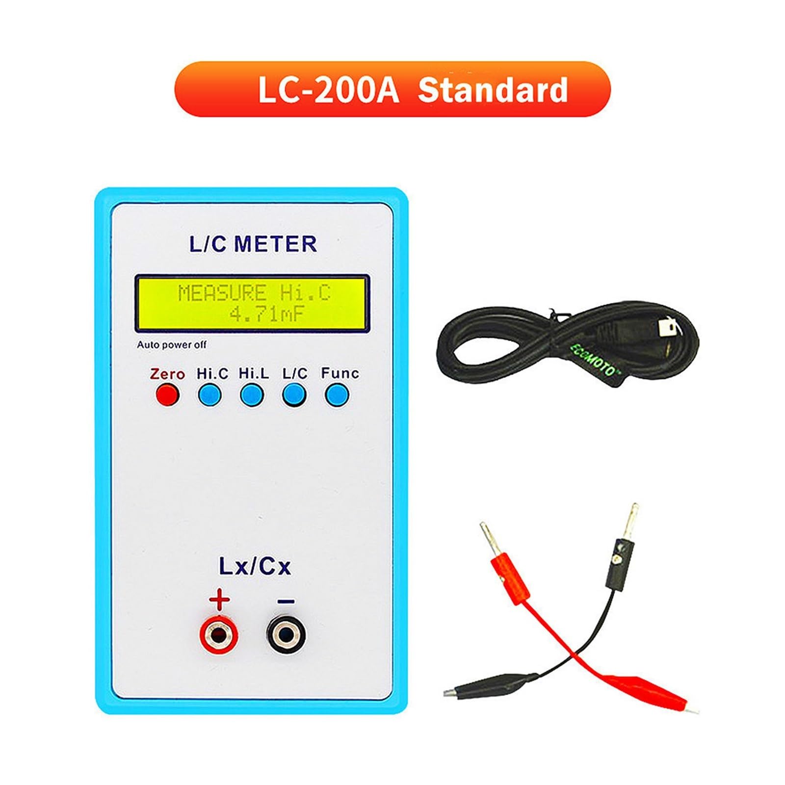 Medidor LCR, Medidor de capacitancia e inductancia portátil LC200A Puente digital Pantalla LCD retroiluminada LCR Probador