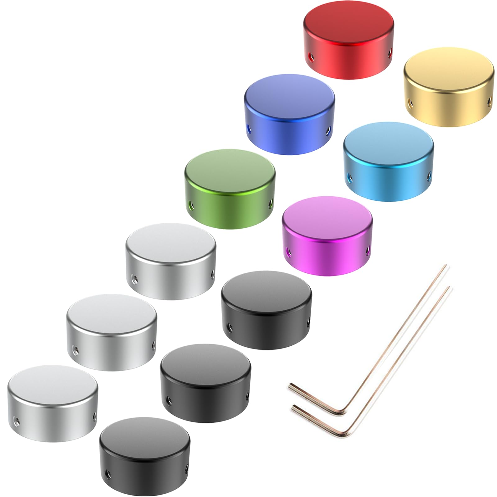 SOLUTEK Φ23mm Guitar Pedal Footswitch Topper with Rubber Insert for use on common 3/8"10mm switches 12pcs Pack 8colors