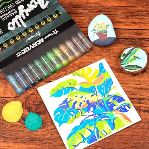 Alitastro Paint Pens Acrylic Markers - 12 Earth Tone Brush Tip Water Based Marker Pens for Rock Painting, Wood, Ceramic, Glass, Acrylic Paint Markers for Egg Pumpkin - Image 6
