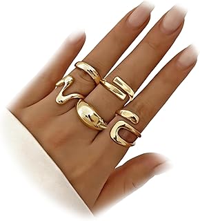 YEEZII Chunky Gold Stackable Rings Set
