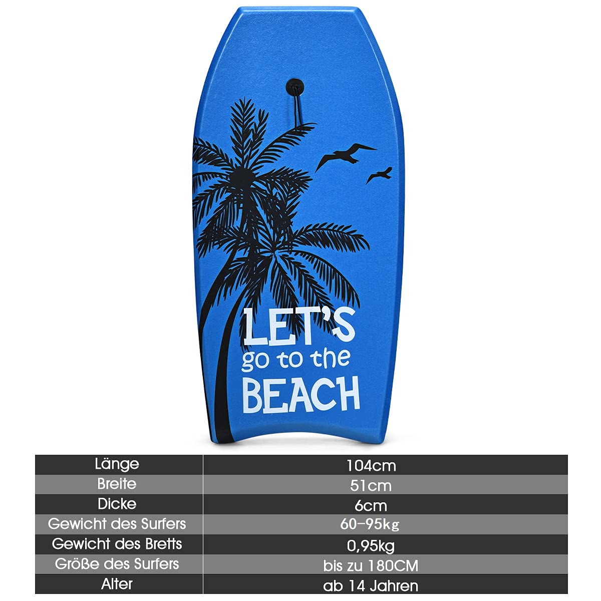 Costway Bodyboard, deska do pływania, deska surfingowa dla dzieci i dorosłych, deska surfingowa, deska Sup-Board, 104 x 51 x 6 cm (niebieska i czarna)