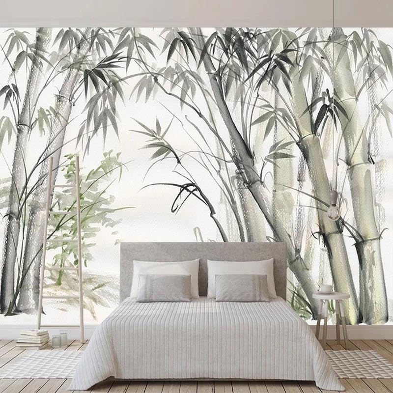 Papier peint mural 3D bambou en tissu non tissé facile à poser