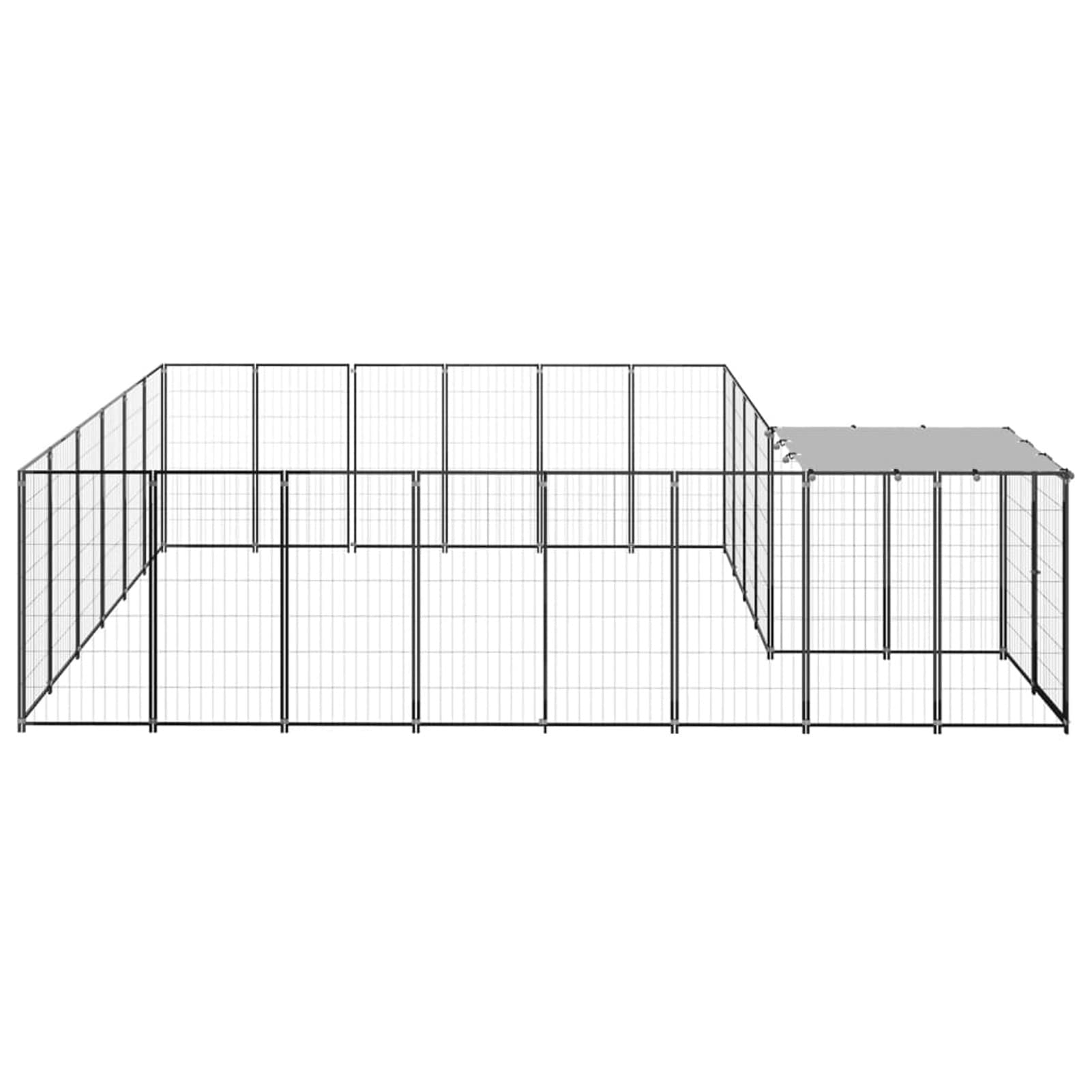 Homgoday Czarna klatka dla psa 12,1 m² stalowa klatka dla psa wewnętrzna klatka dla psa Kennel dla psów klatki dla psów klatki dla psów ogrodzenie dla psa na zewnątrz