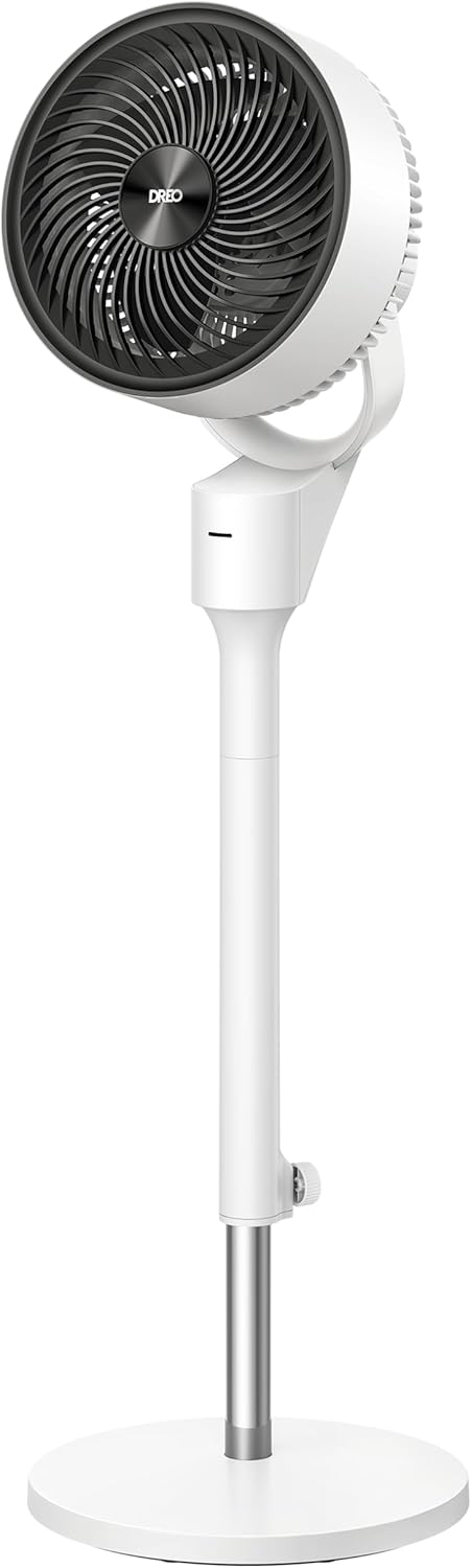 Dreo Fan for Bedroom, 80° Oscillating Standing Fan, 25dB Quiet, 80ft Pedestal Fans for Home Office, 90° Manual Vertical, 3 Speeds, Remote, 34-41" Adjustable Height, Air Circulator White