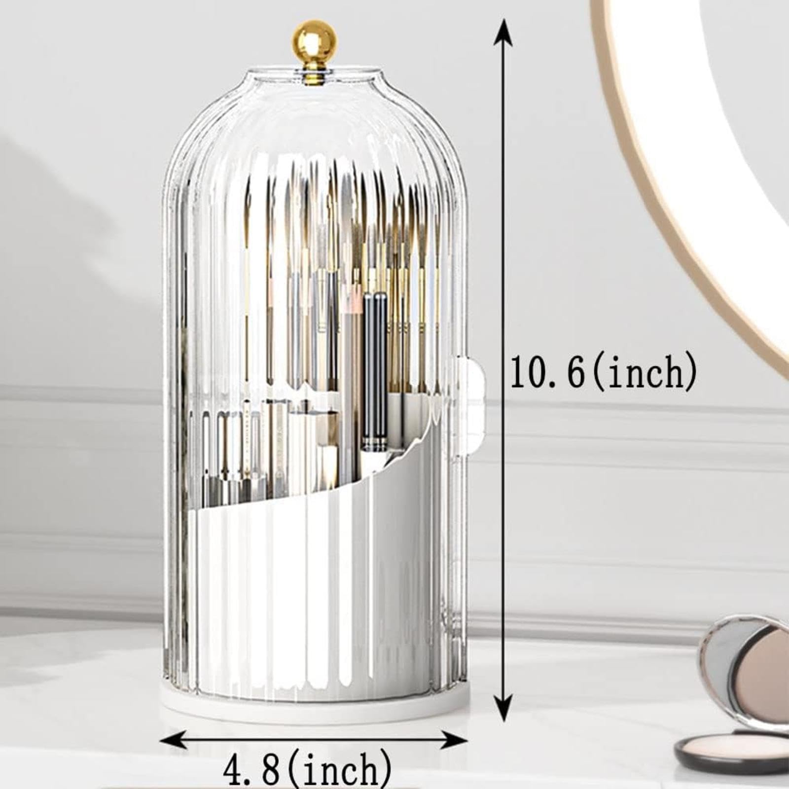 VIDECOR Porta Pennelli da Trucco Girevole a 360° con Coperchio Organizzatore Girevole per Rossetto Eyeliner Ombretto Portamatite per Sopracciglia Scatola Portaoggetti,D