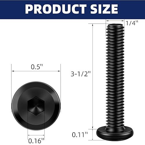 Miniatura 32 de MewuDecor Tornillos de cabeza plana de 5/16-18 x 1-1/2 pulgadas, tornillos de conector avellanados, acero inoxidable 18-8 (304), óxido negro