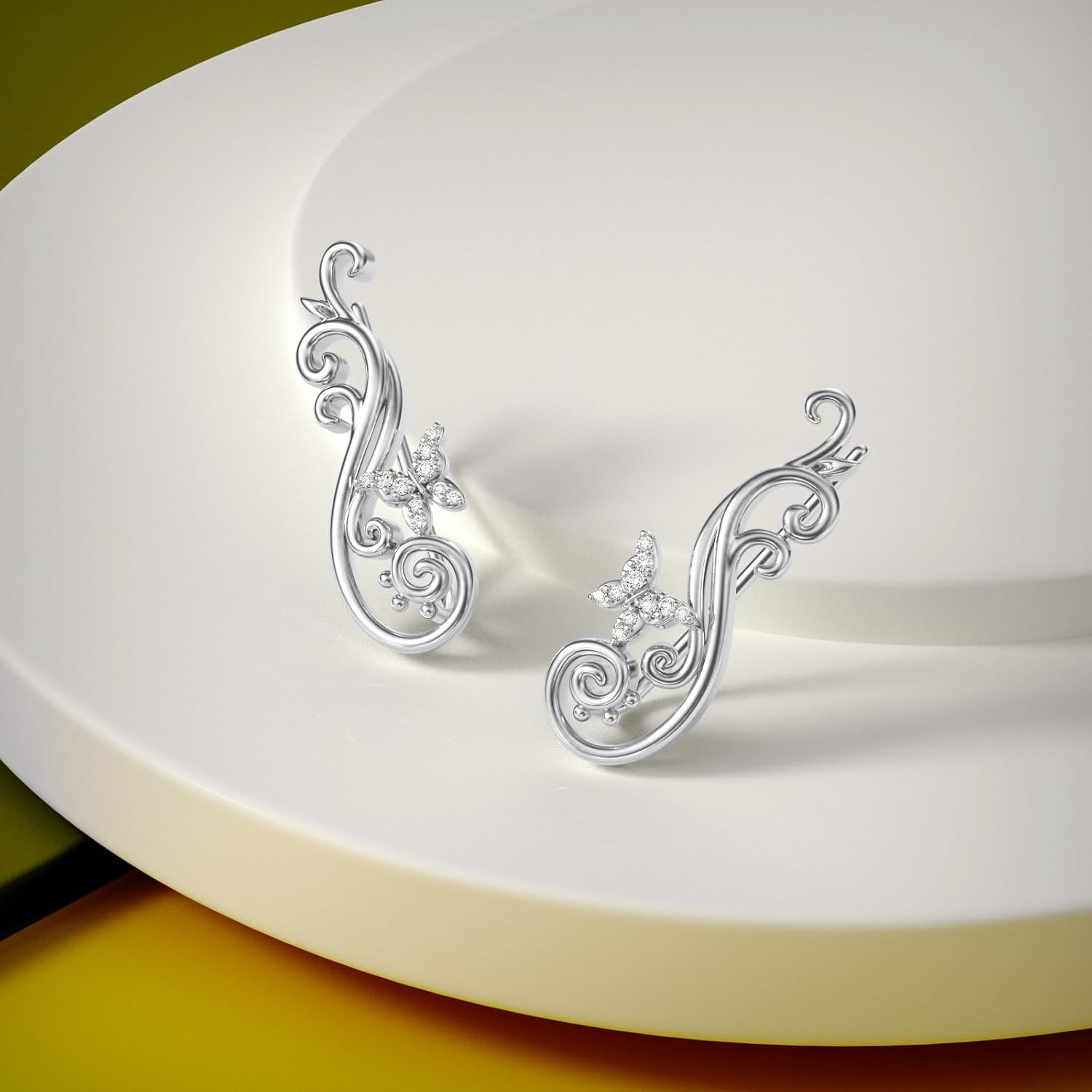 Ear Climbers Earrings for Women 925 Sterling Silver Filigree/Daisy Ear Crawler Earrings Vintage Filigree Jewelry Gifts for Her - Image 2