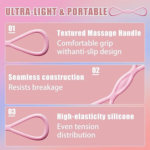 Miniatura 6 de 2 bandas de resistencia de figura 8, cuerda de silicona de 15 libras para entrenamiento de hombros, espalda y brazos, asas antideslizantes para