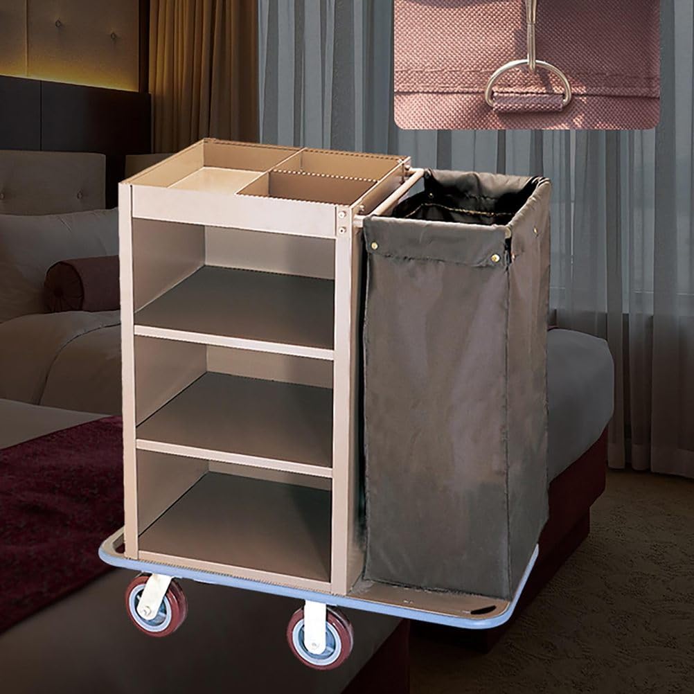 Carrello per Pulizie con Ruot, Carrello per Biancheria Sporca Hotel, Carrello Pulizie 3 Ripiani con Ruote e Borsa Integrata, per Pulizie Commerciali/Domestiche