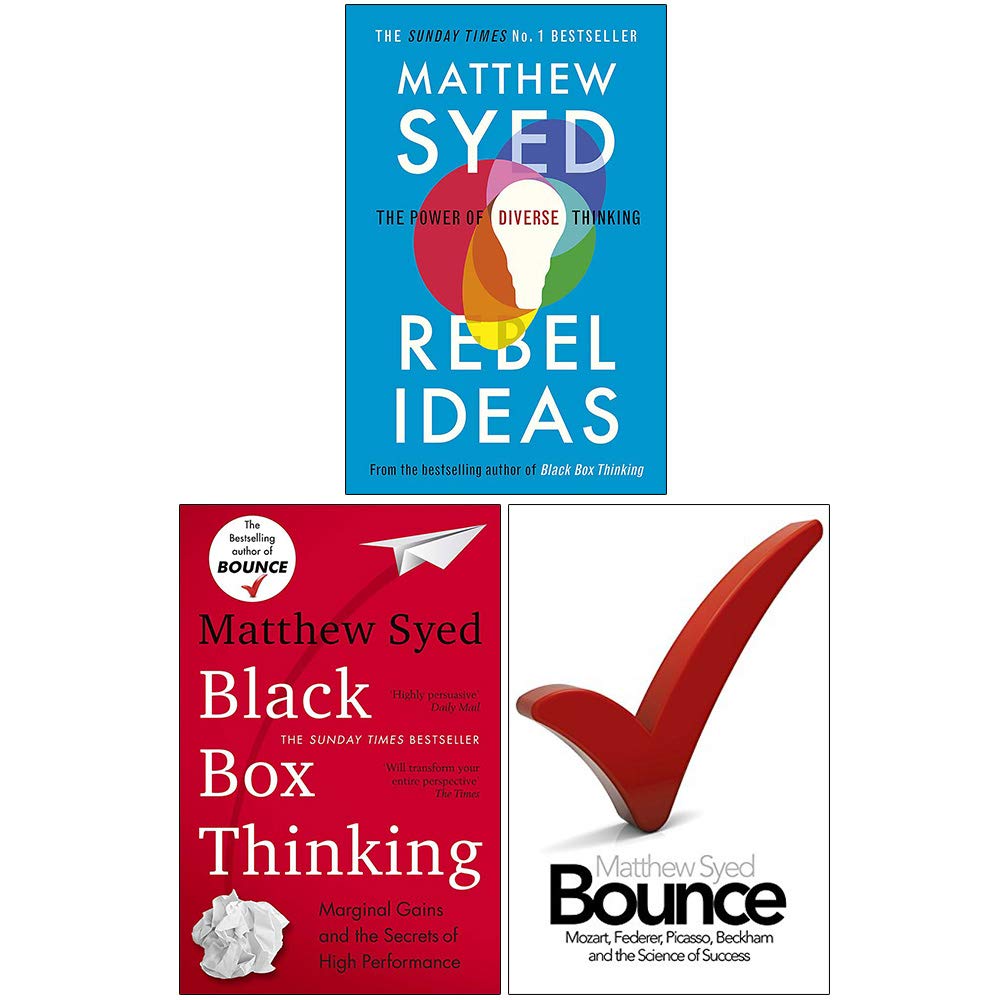 Matthew Syed Collection 3 Books Set (Rebel Ideas, Black Box Thinking, Bounce The Myth of Talent and the Power of Practice)