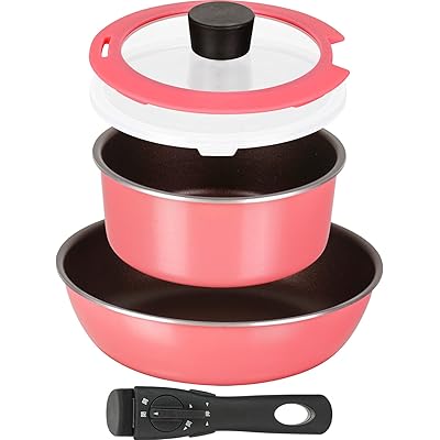 【Amazon.co.jp限定】和平フレイズ 鍋 フライパン 5点 セット マカロンピンク IH・ガス対応 オーブン調理 クックデリー AMB-2414