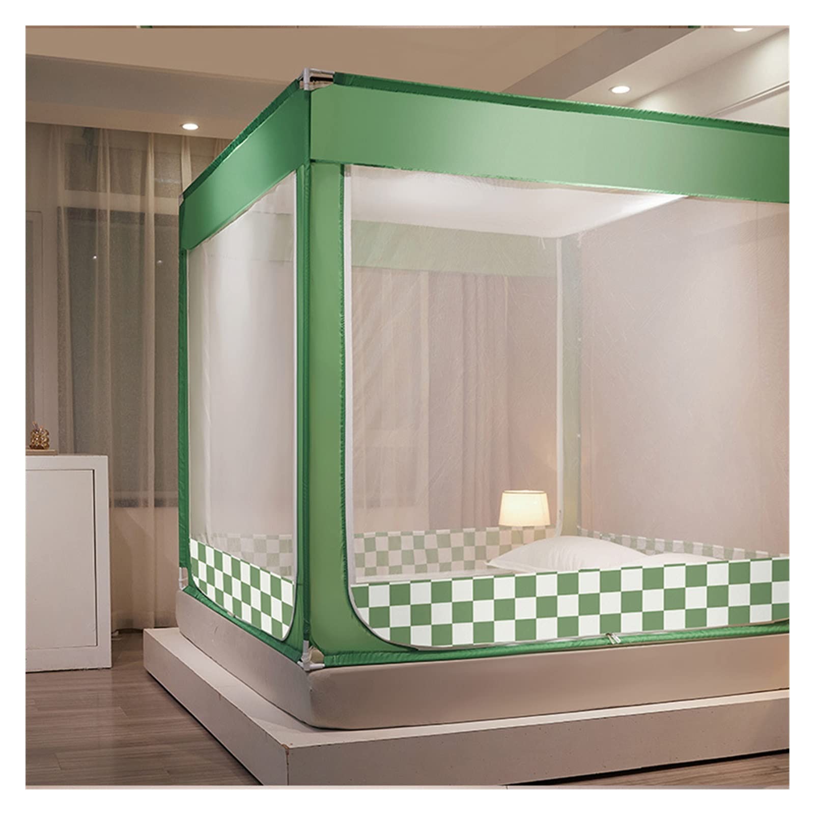 DXTFDHB Mosquito Net Tent Canopy Curtains for Beds Pop Up Mosquito Net Tent King Size Portable Mosquito Netting with Bottom for Adults(Green,1.8 * 2.0m)